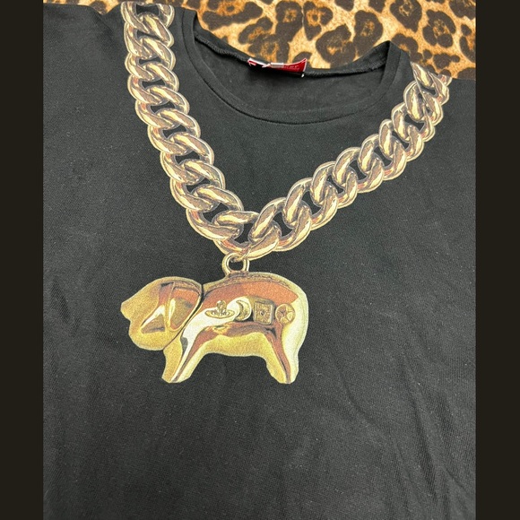 Vivienne Westwood Pig necklace print tee top - Picture 10 of 16